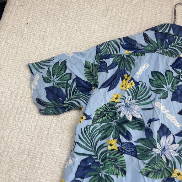 Ski-Doo Blue Button Shirt Men's M Bombardier Club Floral Hawaiian Shirt Summer - Picture 13 of 16